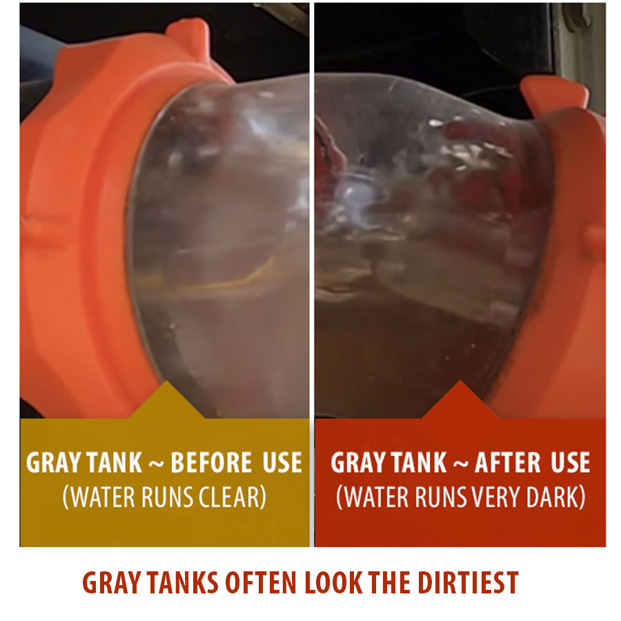 RV holding tank wall cleaning before and after